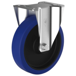 Roulette fixe à platine Bandage caoutchouc bleu non-tachant