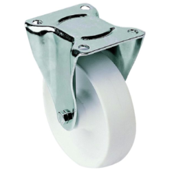 Roulette fixe à platine en polypropylène blanc