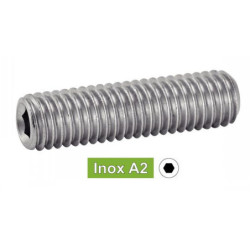 Vis sans tête six pans creux bout plat Inox A2 - ISO 4026 - (similar DIN 913, NFE27-180, UNI 5923)