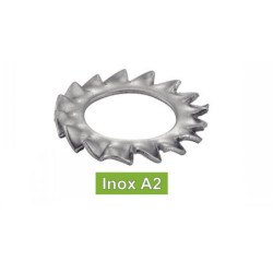 Rondelle éventail à dentures extérieures AZ Inox A2 - DIN 6798 A - (NFE27-624, UNI 8842)