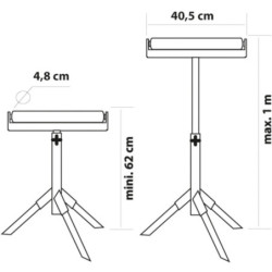 Servante d'atelier à rouleau sur trépied hauteur maxi 100cm,charge maxi 80kg