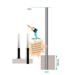 Poteau rond nu Diam.102mm A sceller avec ergot Hauteur 2m13
