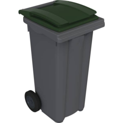 Conteneur poubelle roulant Cuve Grise-Couvercle Vert