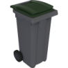 Conteneur poubelle roulant Cuve Grise-Couvercle Vert