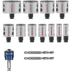 Coffret de 11 scies trépan pro BIM PC plus multimatériaux Ø 20,22,25,32,35,40,44,51,60,64,76mm