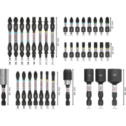 Coffret de 36 pieces embouts de vissage Pro Impact + douilles + 2 portes-embout