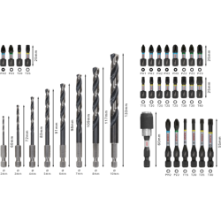 Coffret de 35 pieces embouts de vissage Pro Impact + forets HSS