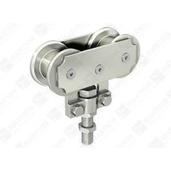 Monture à galet acier fixation sur chant SPORTUB pour rail 85x70mm Mantion 0285