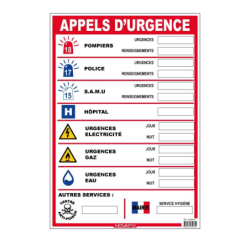 PANNEAU 460X320 mm RESPECTEZ LES CONSIGNES DE SECURITE APPELS D'URGENCE