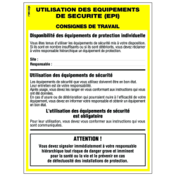 PANNEAU 400X300 MM UTILISATION DES EQUIPEMENTS DE SECURITE EPI