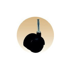 Roulette jumelée pivotante sans frein Diamètre 40mm fixation par tige 10x38mm polyamide noir