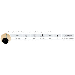 Roulette jumelée pivotante sans frein Diamètre 40mm fixation par tige 10x38mm polyamide noir