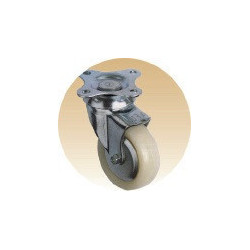 Roulette pivotante sans frein Diam. 50mm fixation par platine 58x58mm Bandage plastique blanc S. Unic
