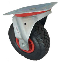 Roulette pivotante sans frein Diamètre 260mm sur platine 175x175mm Roue pneumatique
