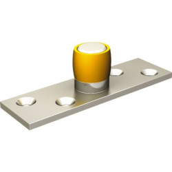 Guide du bas à olive laiton Ø 24 mm sur platine renforcée à visser pour rail U 30 x 30 Mantion 1101