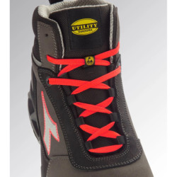 Chaussure haute Shark Stable Impact Leather Mid S3S FO SR SC ESD Noir/Rouge Fluo