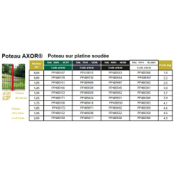 POTEAU SUR PLATINE SOUDEE AXOR HAUT 1,55m GRIS 7016