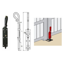 VERROU CARRE CROSSE FORGEE RUSTIQUE LONG 400 MM - BLANC